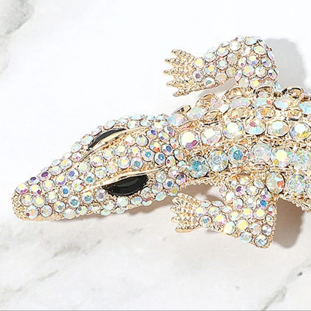 Abalone Crocodile Alligator Pave Crystal Bling 4.4